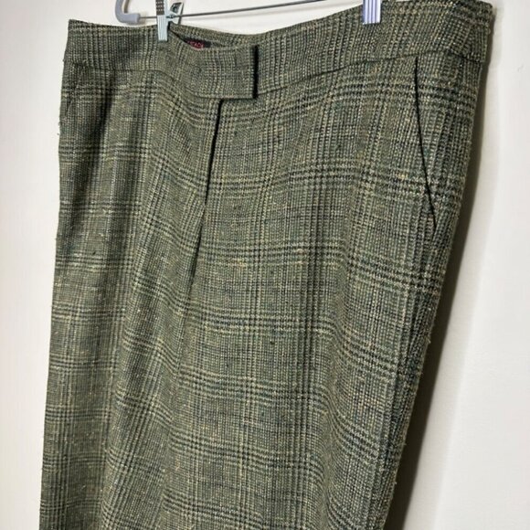Vintage Escada Wool Blend Check Tweed Trousers in Earthy Tones Size 46 Euro - Picture 2 of 16